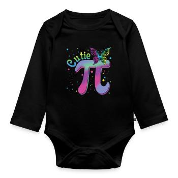 Cutie Pi Day for Math Fans with Butterfly - Organic Longsleeve Baby Bodysuit - black - Front