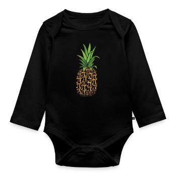 Pi Day Ananas Muster für Mathefans - Baby Bio-Langarm-Body - Schwarz - Vorne