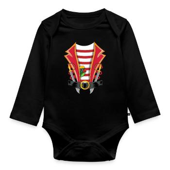 Fasching Pirat Kostüm Papagei Rot - Baby Bio-Langarm-Body - Schwarz - Vorne