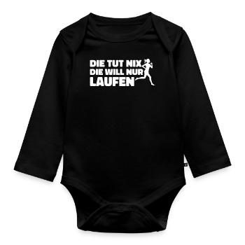 Runner Sport Running Gift - Organic Longsleeve Baby Bodysuit - black - Front