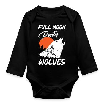 Full Moon Party Wolves - Baby Bio-Langarm-Body - Schwarz - Vorne