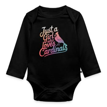 Kardinal Rotkardinal Vogel Roter Kardinal - Baby Bio-Langarm-Body - Schwarz - Vorne
