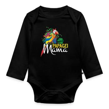 Parrot Mom Colorful Art - Organic Longsleeve Baby Bodysuit - black - Front