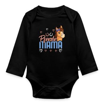 Pferde Mama Herz Hufeisen Kunst - Baby Bio-Langarm-Body - Schwarz - Vorne