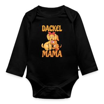 Niedliche Dackel Mama Illustration Für - Baby Bio-Langarm-Body - Schwarz - Vorne