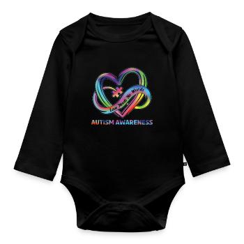 L’amour de l’autisme n’a pas besoin de mots - Body Bébé bio manches longues - noir - Devant