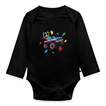 Autisme Monster Truck Puzzle Adventure - Body Bébé bio manches longues - noir - Devant