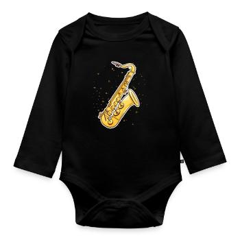 Graphisme pour saxophone - Body Bébé bio manches longues - noir - Devant