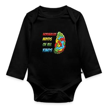 Autism: Normalize Minds Of All Kinds - Organic Longsleeve Baby Bodysuit - black - Front