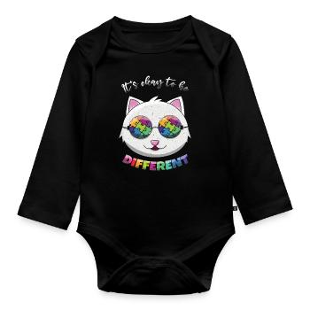 Chat autiste : il n’y a pas de mal à être différent - Body Bébé bio manches longues - noir - Devant