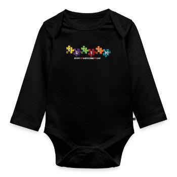 Autism Accept Understand Love Puzzle - Organic Longsleeve Baby Bodysuit - black - Front
