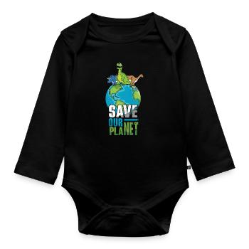 Save Our Planet Erde Schützen Tag - Baby Bio-Langarm-Body - Schwarz - Vorne
