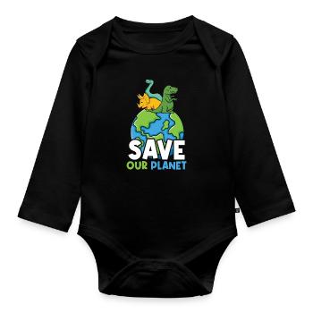Sauvez notre planète - Motivation pour le Jour de la Terre - Body Bébé bio manches longues - noir - Devant