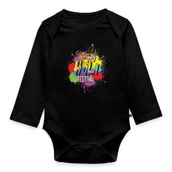 Happy Holi Festival Farbenpracht Explosion - Baby Bio-Langarm-Body - Schwarz - Vorne