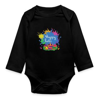 Joyeux Holi Coloré Holi Festival Joie - Body Bébé bio manches longues - noir - Devant