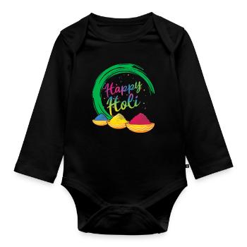 Happy Holi Festival Farbpulver Freude - Baby Bio-Langarm-Body - Schwarz - Vorne