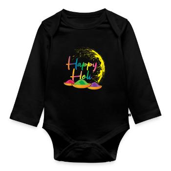 Happy Holi Festival Blaze of Colors - Organic Longsleeve Baby Bodysuit - black - Front