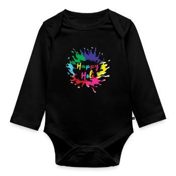 Happy Holi Festival Farbenfreude - Baby Bio-Langarm-Body - Schwarz - Vorne