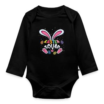 Easter Bunny Squad Easter Eggs Fun - Organic Longsleeve Baby Bodysuit - black - Front