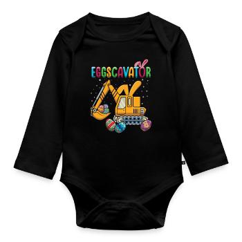 Eggscavator Ostern Bagger Abenteuer - Baby Bio-Langarm-Body - Schwarz - Vorne