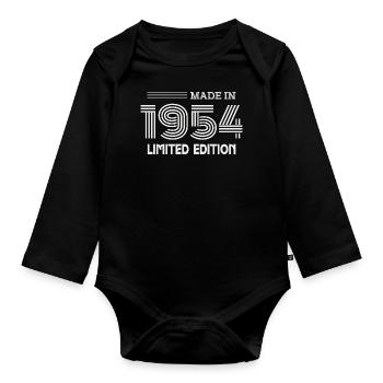 1954 Geburtstagsgeschenkidee 1954 - Baby Bio-Langarm-Body - Schwarz - Vorne