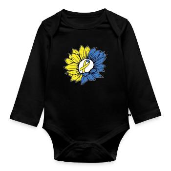 Down Syndrome Support Sunflower Band - Body Bébé bio manches longues - noir - Devant