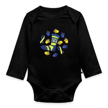 Des chaussettes gaies pour le soutien du syndrome de Down - Body Bébé bio manches longues - noir - Devant