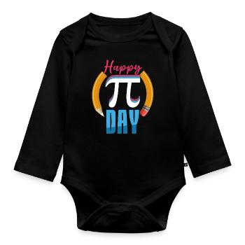 Happy Pi Tag Mathematik Spaß Pencil Design - Baby Bio-Langarm-Body - Schwarz - Vorne