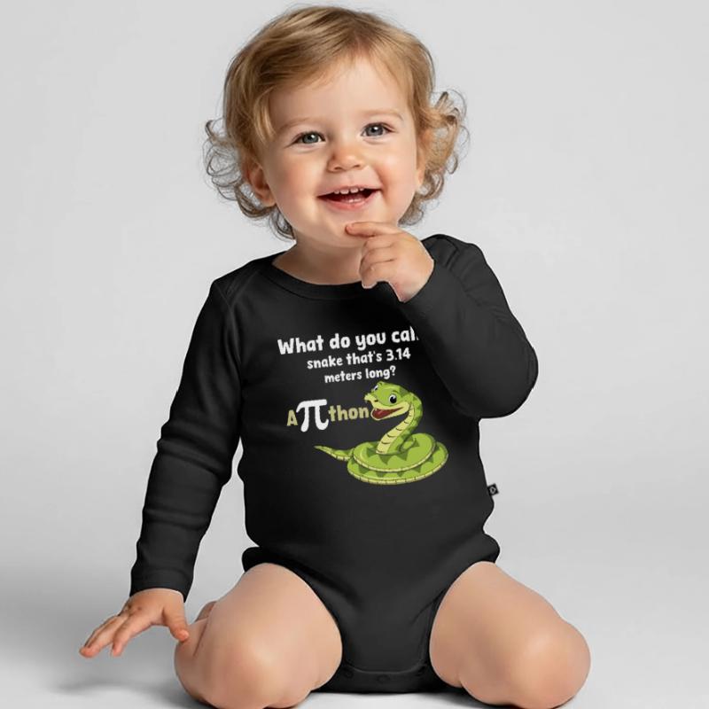 Pi Day Snake Joke Python Humour Body Bébé bio manches longues