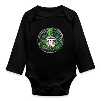 Pi Tag Gnom im Kleeblatt Look - Baby Bio-Langarm-Body - Schwarz - Vorne