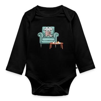 Gemütlicher Pi Tag Die Unendliche Geschichte - Baby Bio-Langarm-Body - Schwarz - Vorne