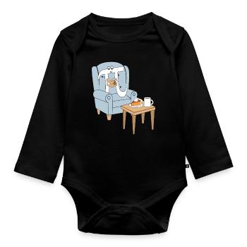 Gemütlicher Pi Tag Mit Entspannung - Baby Bio-Langarm-Body - Schwarz - Vorne