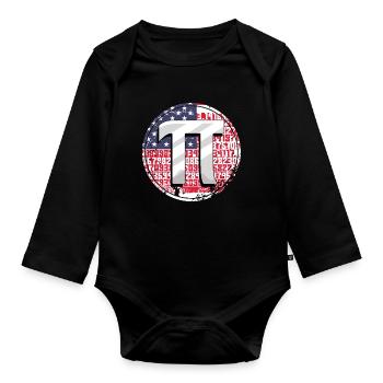 Numéros de balise Pi avec drapeau américain - Body Bébé bio manches longues - noir - Devant