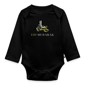 Islam Eid Mubarak - Organic Longsleeve Baby Bodysuit - black - Front