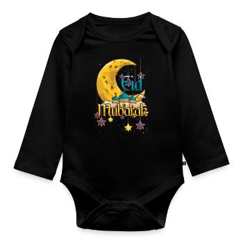 Célébration de l’étoile de la mosquée de la lune de l’Aïd Moubarak - Body Bébé bio manches longues - noir - Devant