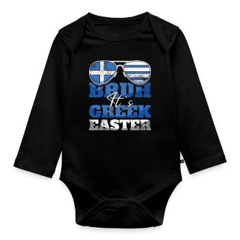 Bruh It’s Greek Easter Griechische Ostern - Body Bébé bio manches longues - noir - Devant