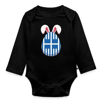 Oeuf de Pâques grec avec motif d’oreilles - Body Bébé bio manches longues - noir - Devant