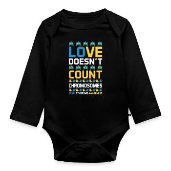 Liebe Zählt Keine Chromosomen Down Syndrom - Baby Bio-Langarm-Body - Schwarz - Vorne