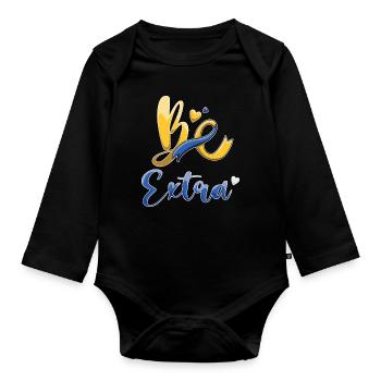 Be Extra Down Syndrome Awareness - Organic Longsleeve Baby Bodysuit - black - Front
