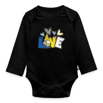 Liebe Gnom Down Syndrom Design - Baby Bio-Langarm-Body - Schwarz - Vorne