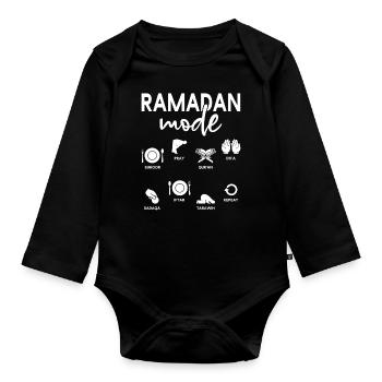 Ramadan Modus Eid Mubarak Suhoor Pray Do’a - Body Bébé bio manches longues - noir - Devant