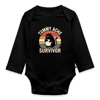 Maux de ventre : Survivor Cat Look rétro - Body Bébé bio manches longues - noir - Devant