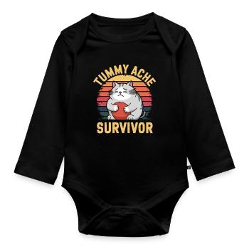 Maux de ventre : Survivor Chat Maux de Ventre Survivor - Body Bébé bio manches longues - noir - Devant