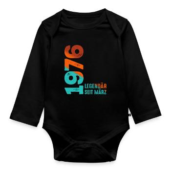 Legendär Seit März 1976 März 1976 Geburtstag 1976 - Baby Bio-Langarm-Body - Schwarz - Vorne
