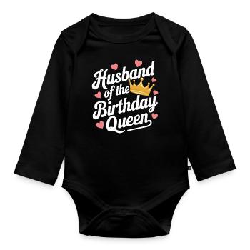 Husband, Spouse, Family, Wedding - Organic Longsleeve Baby Bodysuit - black - Front