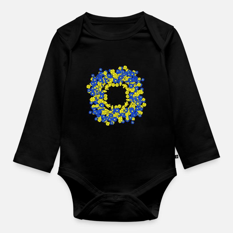 Couronne florale Fleur florale d’été - Body Bébé bio manches longues - noir