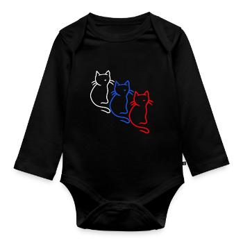 80s 90s Retro Cats Cat Vintage - Organic Longsleeve Baby Bodysuit - black - Front
