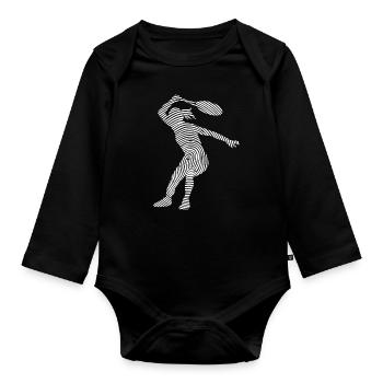 joueur de tennis empreinte digitale tennis fille - Body Bébé bio manches longues - noir - Devant