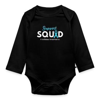 Asthma Bewusstsein Support Squad - Baby Bio-Langarm-Body - Schwarz - Vorne