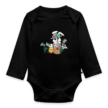 Easter Easter Bunny Easter Eggs Kids Easter Eggs - Organic Longsleeve Baby Bodysuit - black - Front